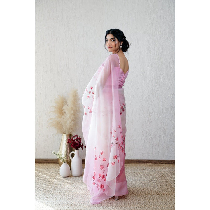 Mangalmay By Aastha Mohabbat Handpainted Ombre Organza Saree with Unstitched Blouse