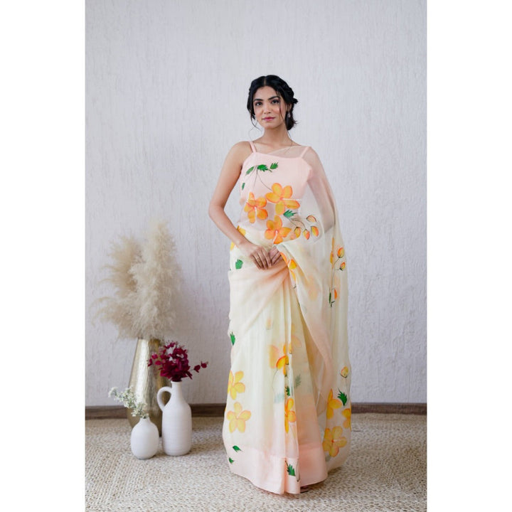 Mangalmay By Aastha Ibadat Handpainted Ombre Organza Saree with Unstitched Blouse