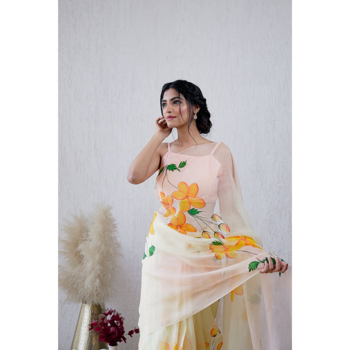 Mangalmay By Aastha Ibadat Handpainted Ombre Organza Saree with Unstitched Blouse