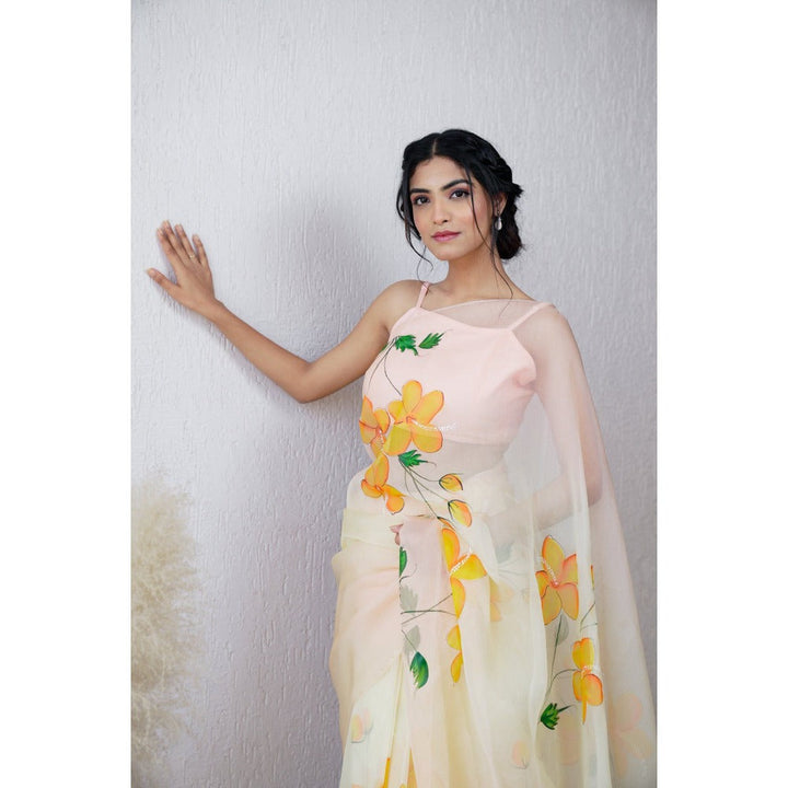 Mangalmay By Aastha Ibadat Handpainted Ombre Organza Saree with Unstitched Blouse