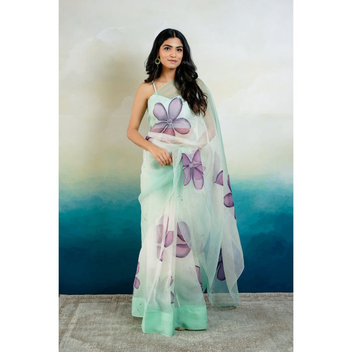 Mangalmay By Aastha UNS Handpainted Ombre Organza Saree with Unstitched Blouse