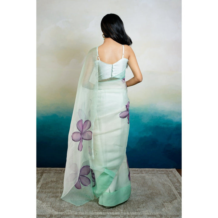 Mangalmay By Aastha UNS Handpainted Ombre Organza Saree with Unstitched Blouse