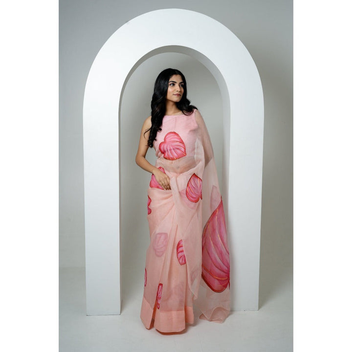 Mangalmay By Aastha Dilkashi Handpainted Organza Saree with Unstitched Blouse