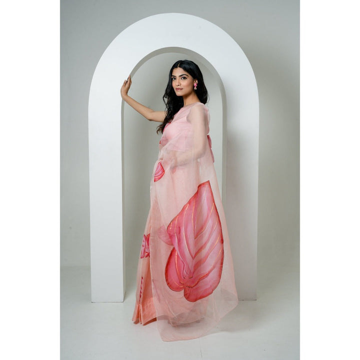 Mangalmay By Aastha Dilkashi Handpainted Organza Saree with Unstitched Blouse