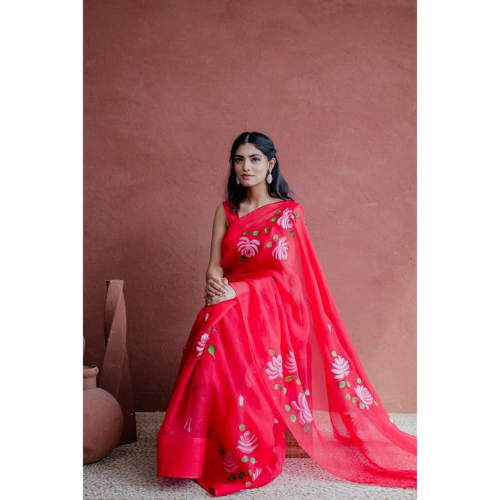 Mangalmay By Aastha Junoon Handpainted Organza Saree with Unstitched Blouse