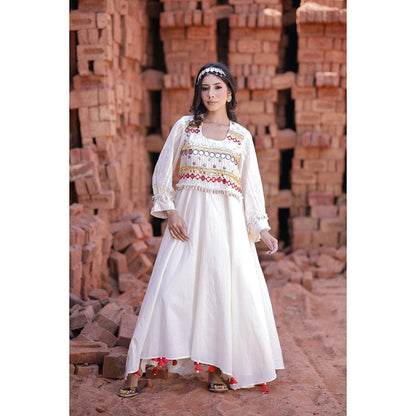 Mani Dua Khanna Ivory Anarkali with Pant (Set of 2)