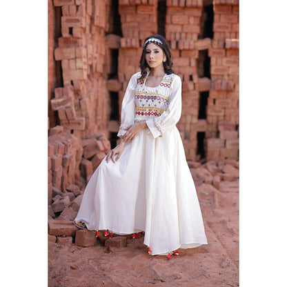 Mani Dua Khanna Ivory Anarkali with Pant (Set of 2)
