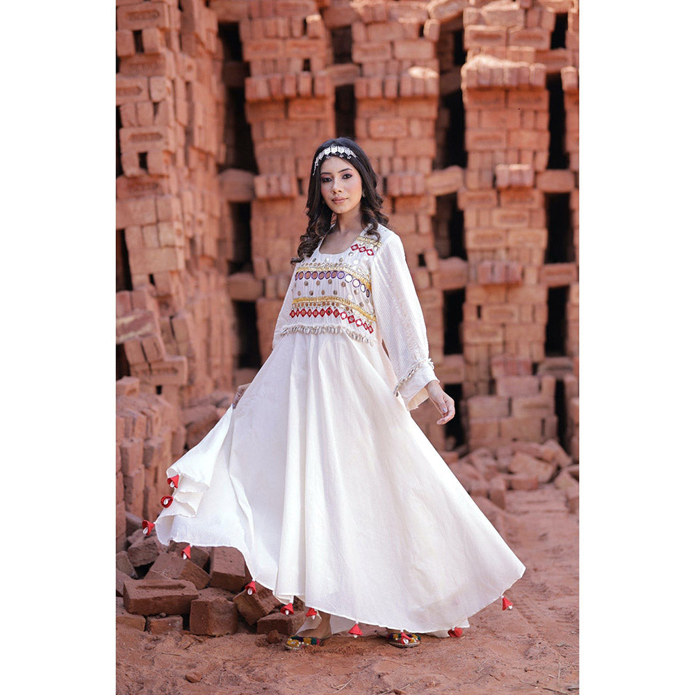 Mani Dua Khanna Ivory Anarkali with Pant (Set of 2)