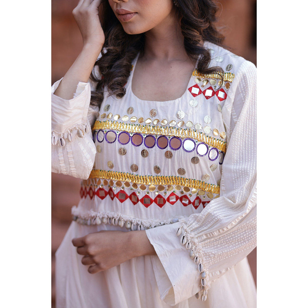 Mani Dua Khanna Ivory Anarkali with Pant (Set of 2)