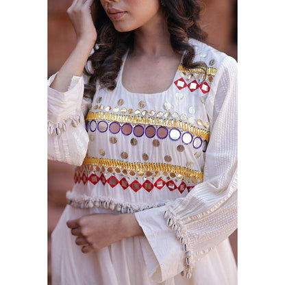 Mani Dua Khanna Ivory Anarkali with Pant (Set of 2)