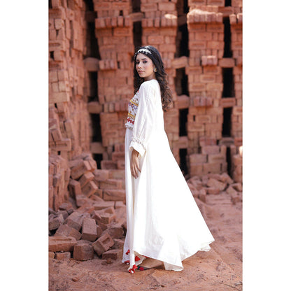 Mani Dua Khanna Ivory Anarkali with Pant (Set of 2)