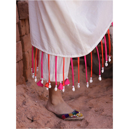 Mani Dua Khanna Asymmetric Ivory Kurta with Pant (Set of 2)