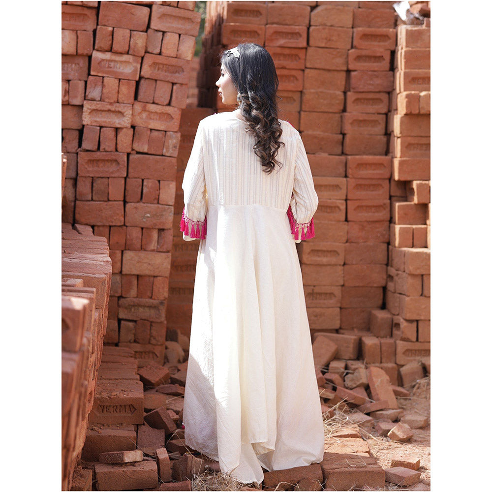 Mani Dua Khanna Ivory A-Line Kurta with Pant (Set of 2)