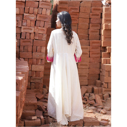 Mani Dua Khanna Ivory A-Line Kurta with Pant (Set of 2)