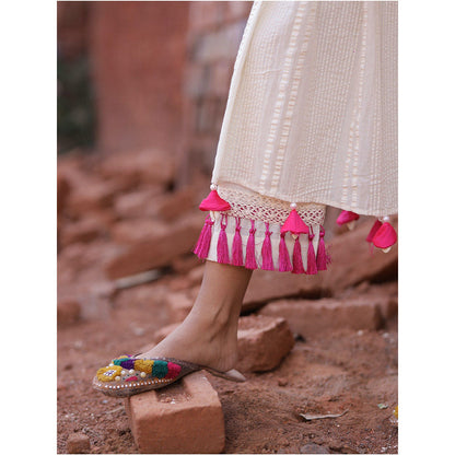 Mani Dua Khanna Full Sleeves A-Line Ivory Kurta with Pant (Set of 2)