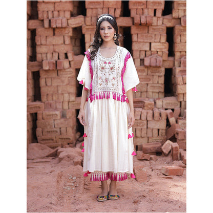 Mani Dua Khanna Ivory Kaftan with Pant (Set of 2)