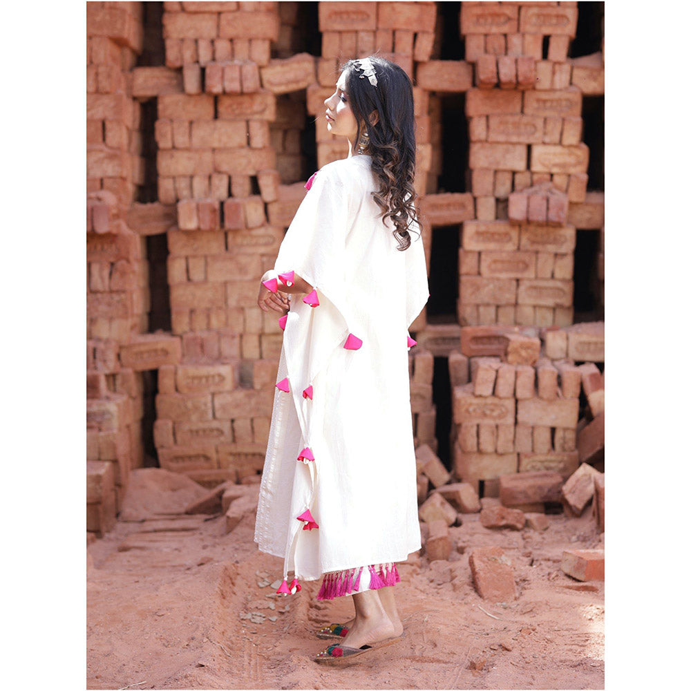 Mani Dua Khanna Ivory Kaftan with Pant (Set of 2)