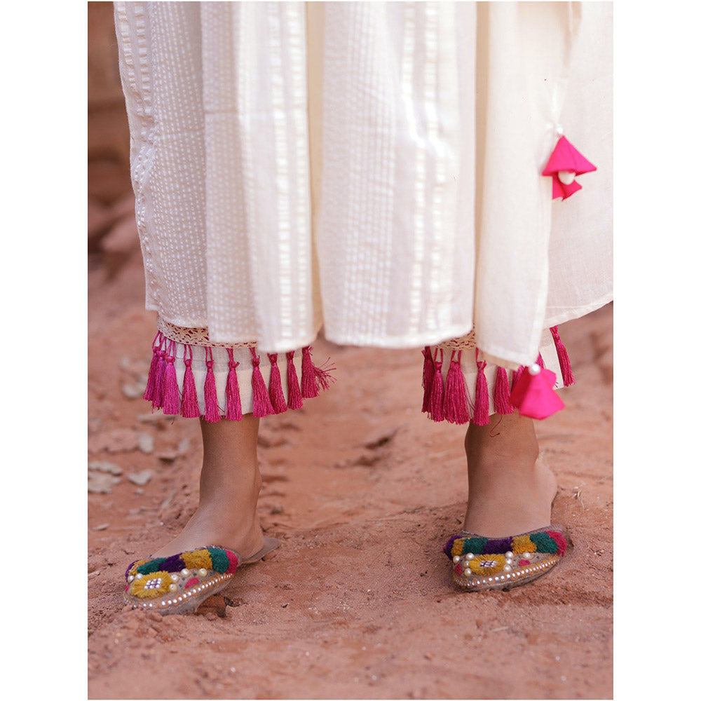 Mani Dua Khanna Ivory Kaftan with Pant (Set of 2)