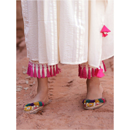 Mani Dua Khanna Ivory Kaftan with Pant (Set of 2)