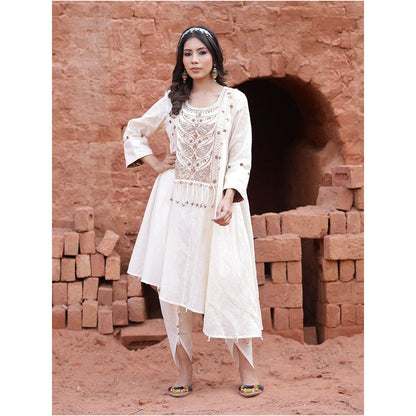 Mani Dua Khanna Ivory Kurta with Dhoti (Set of 2)