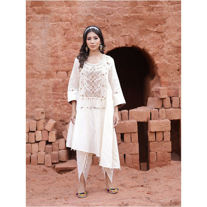 Mani Dua Khanna Ivory Kurta with Dhoti (Set of 2)