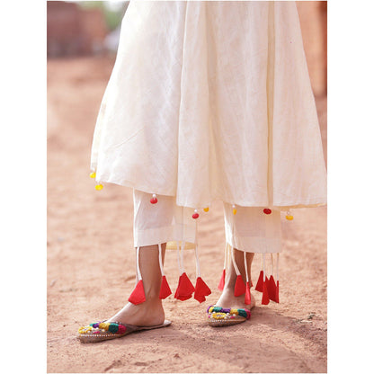 Mani Dua Khanna A Line Ivory Anarkali with Pant (Set of 2)