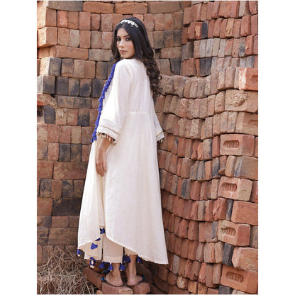 Mani Dua Khanna Patch Work Ivory Anarkali with Pant (Set of 2)