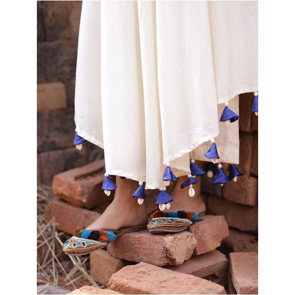 Mani Dua Khanna Patch Work Ivory Anarkali with Pant (Set of 2)