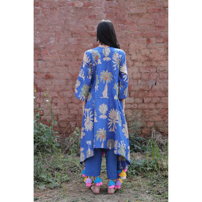 Mani Dua Khanna Tassel Bloom Blue Kurta with Pant (Set of 2)