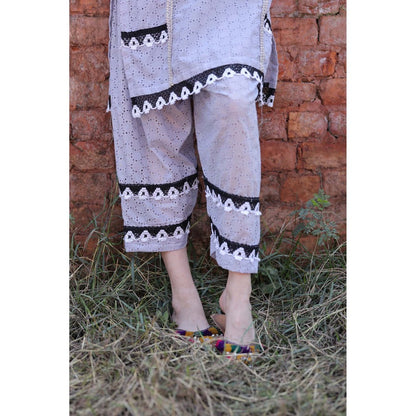 Mani Dua Khanna Lavender Dream Geometric Kurta with Pant (Set of 2)