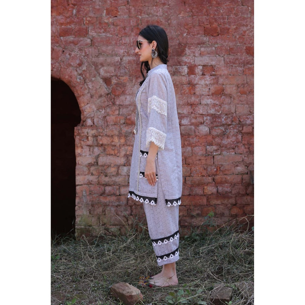 Mani Dua Khanna Lavender Dream Geometric Kurta with Pant (Set of 2)