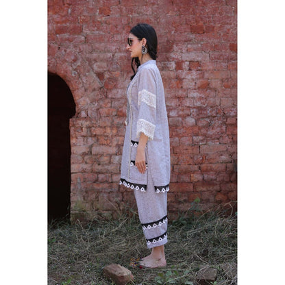 Mani Dua Khanna Lavender Dream Geometric Kurta with Pant (Set of 2)