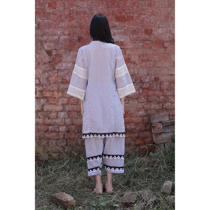 Mani Dua Khanna Lavender Dream Geometric Kurta with Pant (Set of 2)