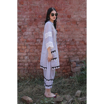 Mani Dua Khanna Lavender Dream Geometric Kurta with Pant (Set of 2)