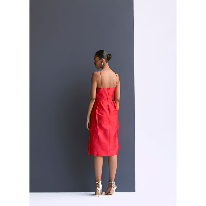 Manika Nanda Red Dress With Detachable Belt (Set of 2)