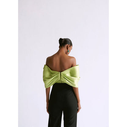 Manika Nanda Green Contrast Bow Detailed Jumpsuit