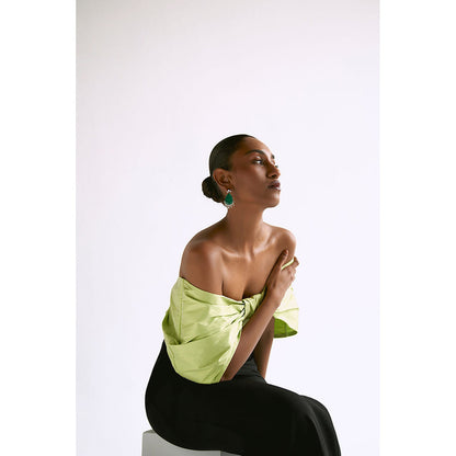 Manika Nanda Green Contrast Bow Detailed Jumpsuit