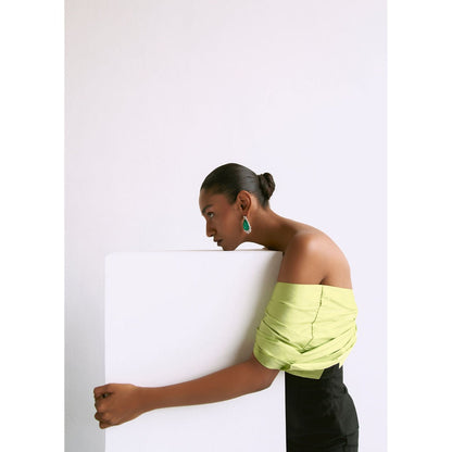 Manika Nanda Green Contrast Bow Detailed Jumpsuit