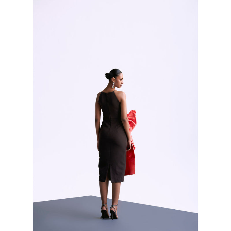 Manika Nanda Peach Draped Dress With Bow Detail