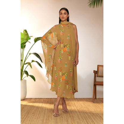 Masaba Tan Tangy Tango One Shoulder Kaftan