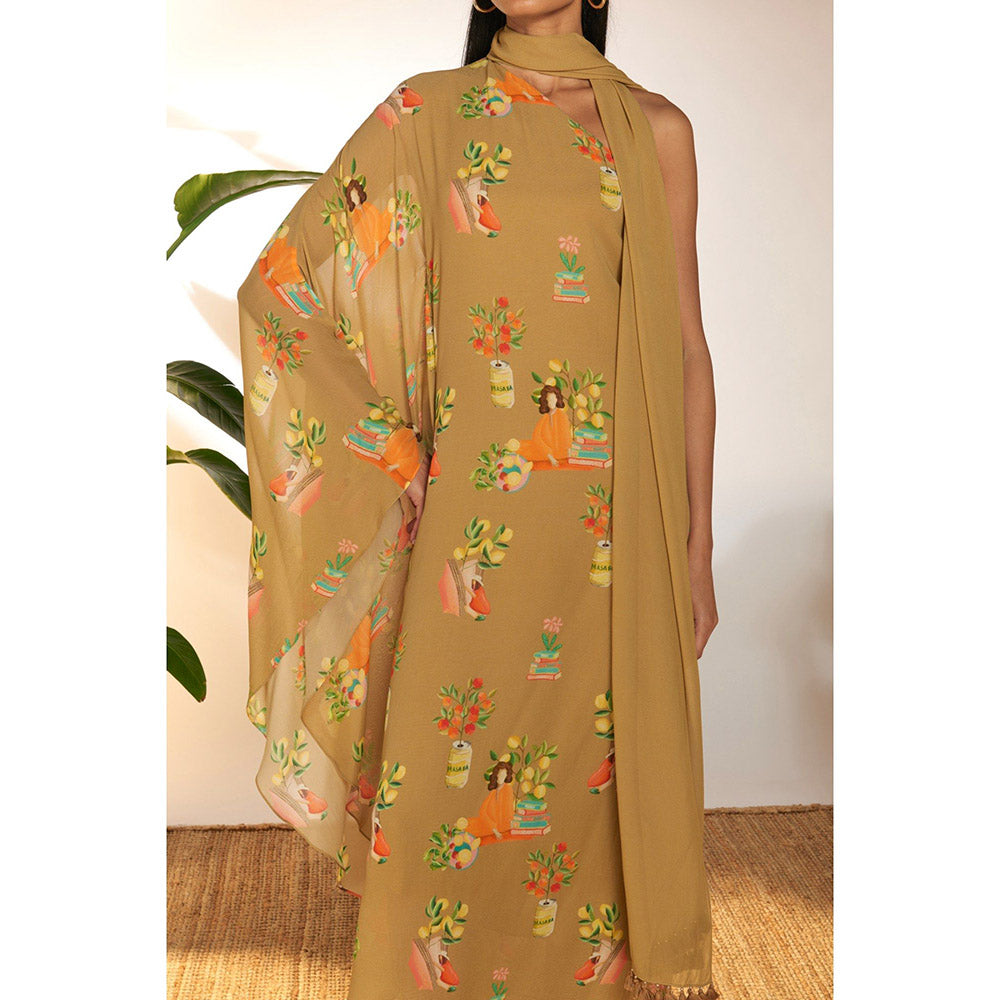 Masaba Tan Tangy Tango One Shoulder Kaftan