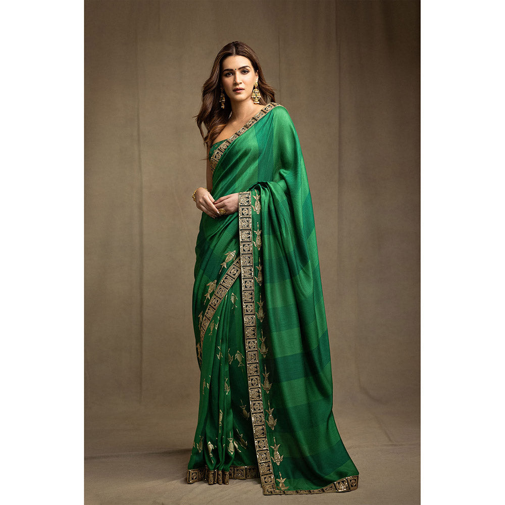 Masaba Green Mystic Saree with Unstitched Blouse