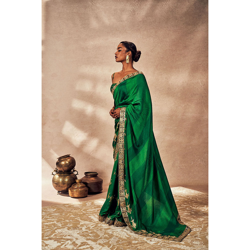Masaba Green Mystic Saree with Unstitched Blouse