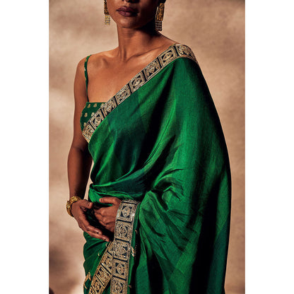 Masaba Green Mystic Saree with Unstitched Blouse