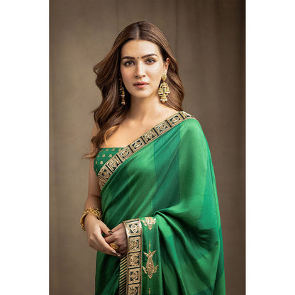 Masaba Green Mystic Saree with Unstitched Blouse