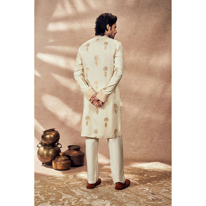 Masaba Ivory Traveller's Palm Jacquard Kurta with Pant (Set of 2)
