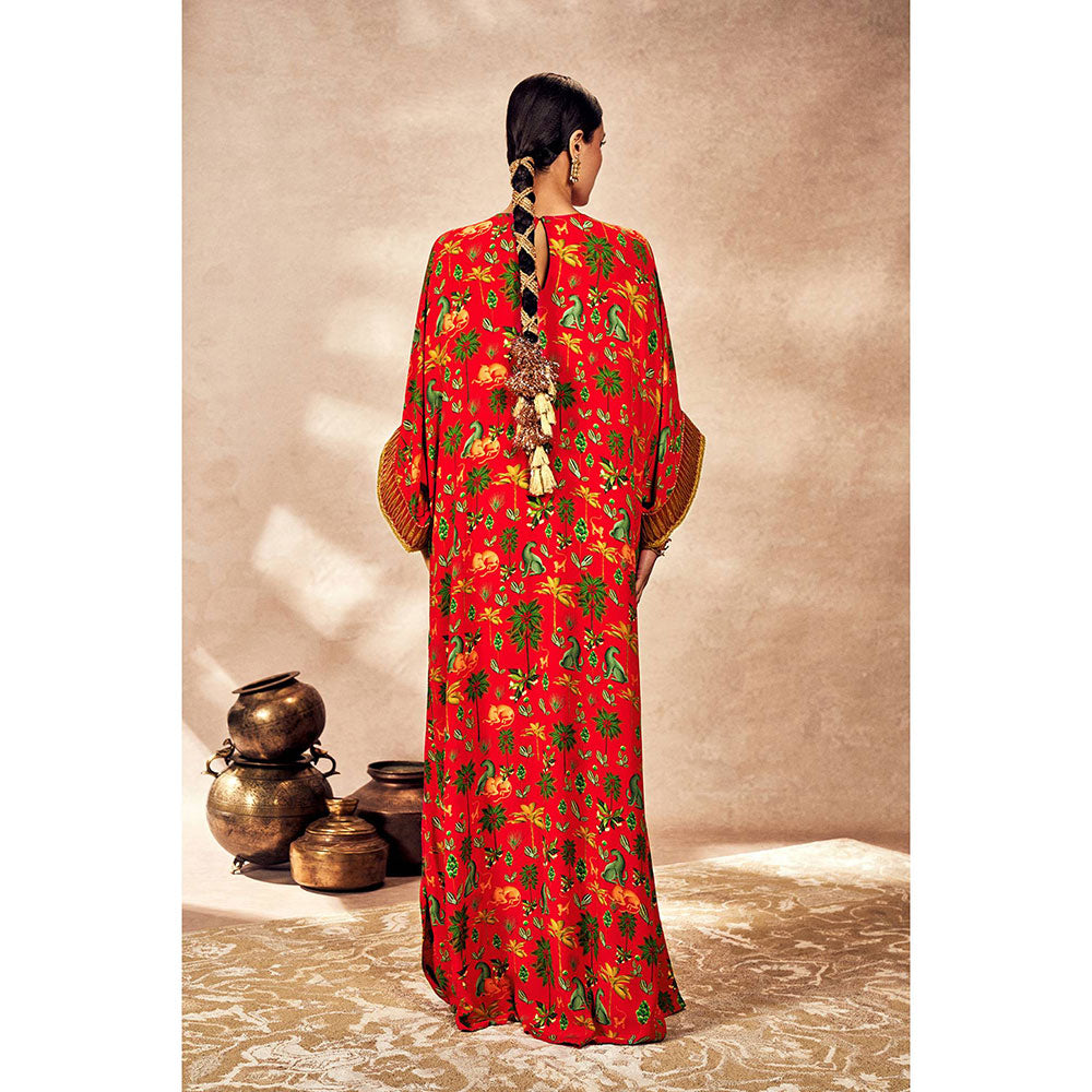 Masaba Red Tropical Rhapsody Kaftan Dress