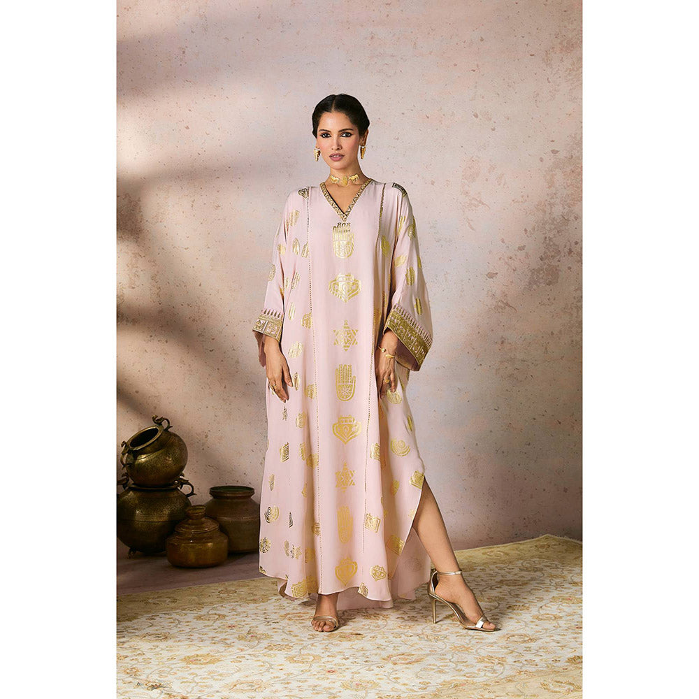 Masaba Baby Pink Trinkets Kaftan Dress with Slip (Set of 2)