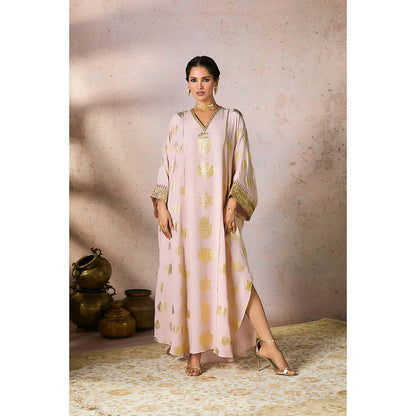 Masaba Baby Pink Trinkets Kaftan Dress with Slip (Set of 2)