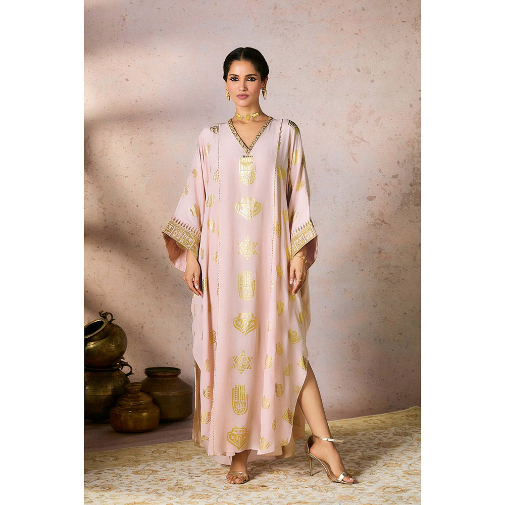 Masaba Baby Pink Trinkets Kaftan Dress with Slip (Set of 2)